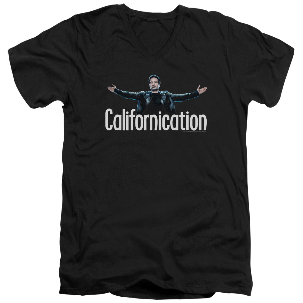 CALIFORNICATION/OUTSTRETCHED - S/S ADULT V-NECK 30/1 - BLACK