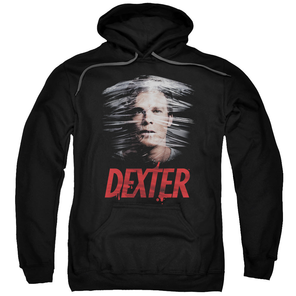 DEXTER/PLASTIC WRAP - ADULT PULLOVER HOODIE - BLACK