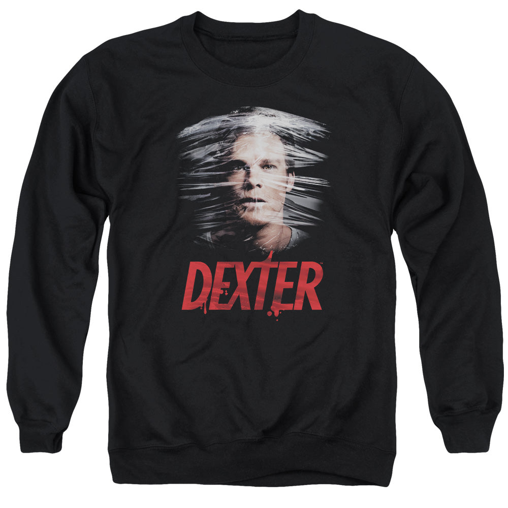 DEXTER/PLASTIC WRAP - ADULT CREWNECK SWEATSHIRT - BLACK