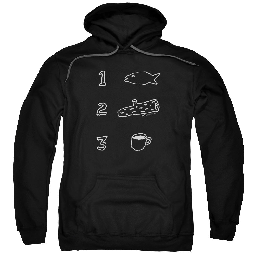TWIN PEAKS/COFFEE LOG FISH - ADULT PULLOVER HOODIE - BLACK
