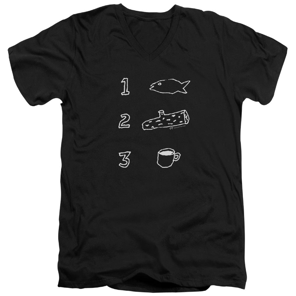 TWIN PEAKS/COFFEE LOG FISH - S/S ADULT V-NECK 30/1 - BLACK