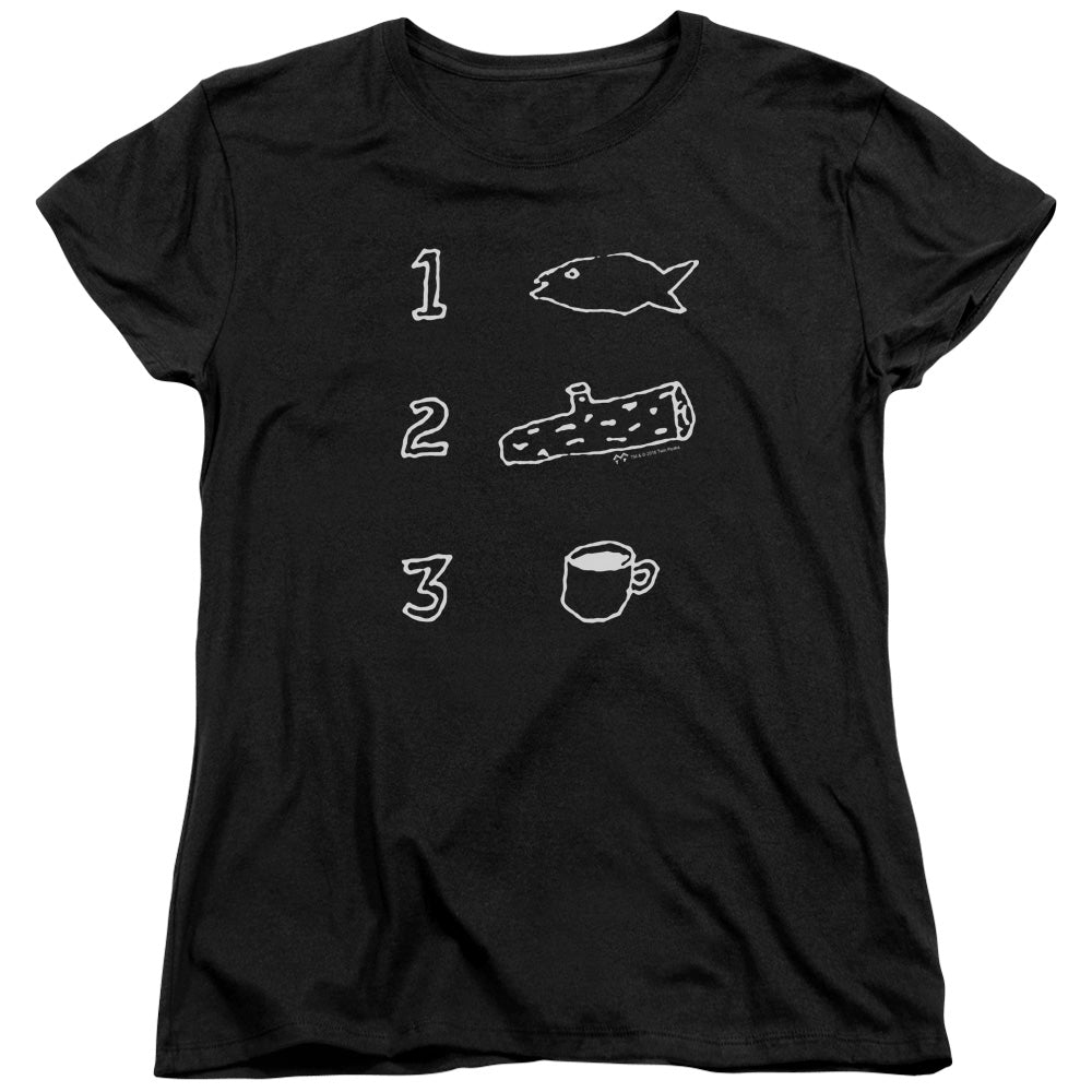 TWIN PEAKS/COFFEE LOG FISH - S/S WOMENS TEE - BLACK