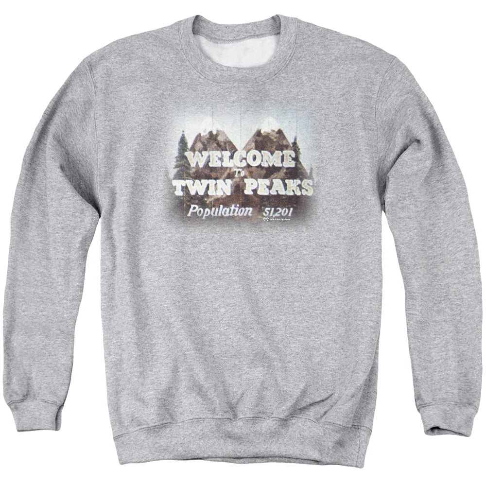 TWIN PEAKS/WELCOME TO - ADULT CREWNECK SWEATSHIRT - ATHLETIC HEATHER