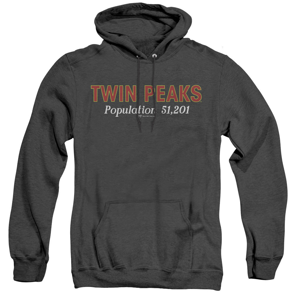 TWIN PEAKS/POPULATION - ADULT HEATHER HOODIE - BLACK
