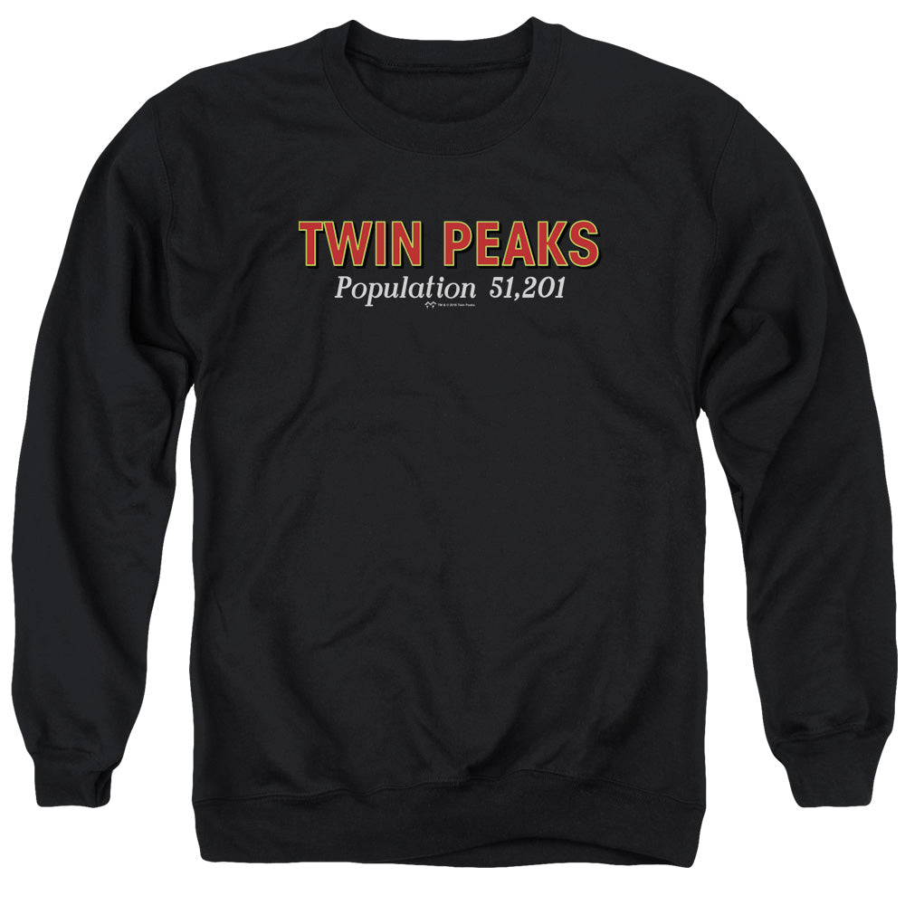 TWIN PEAKS/POPULATION - ADULT CREWNECK SWEATSHIRT - BLACK