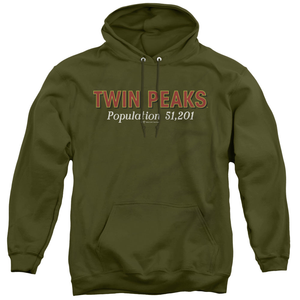 TWIN PEAKS/POPULATION - ADULT PULLOVER HOODIE - MILITARY GREEN