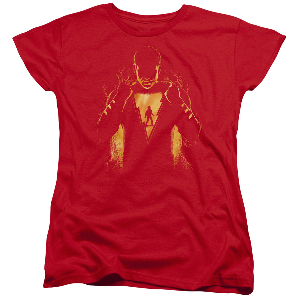 SHAZAM MOVIE/WHATS INSIDE - S/S WOMENS TEE - RED