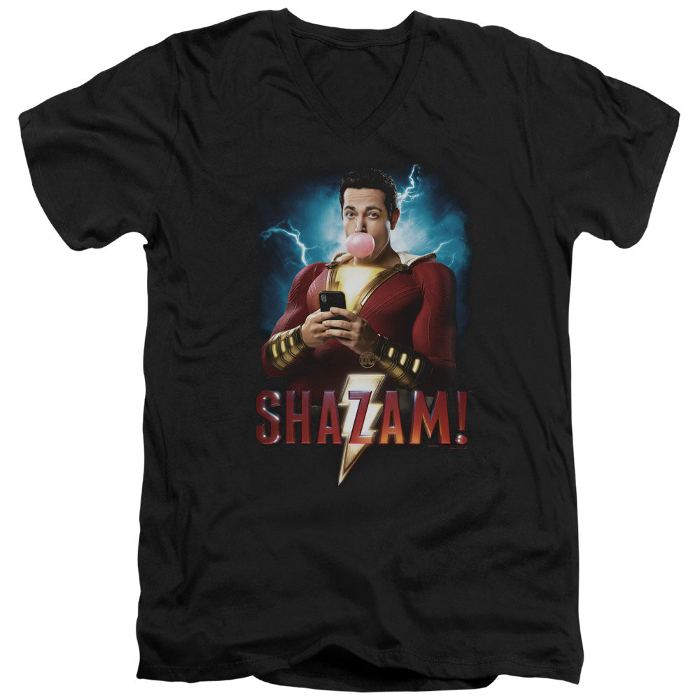 SHAZAM MOVIE/BLOWING UP - S/S ADULT V-NECK 30/1 - BLACK