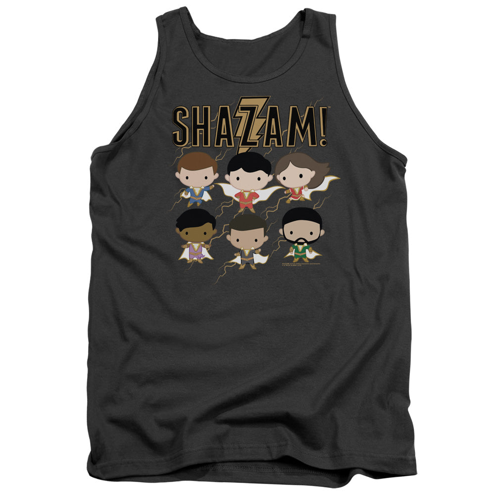 SHAZAM MOVIE/CHIBI GROUP - ADULT TANK - CHARCOAL