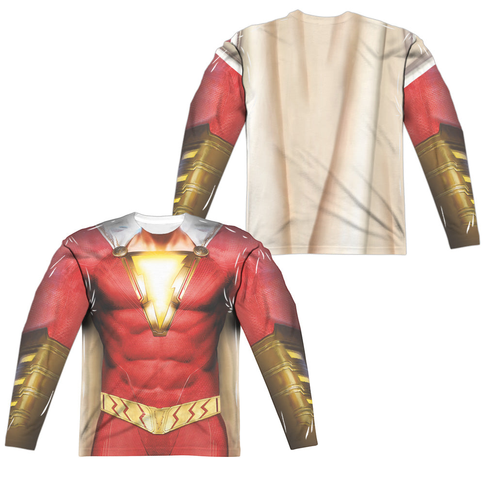 SHAZAM MOVIE/SHAZAM UNIFORM (FRONT/BACK PRINT) - L/S ADULT POLY CREW  - MULTI