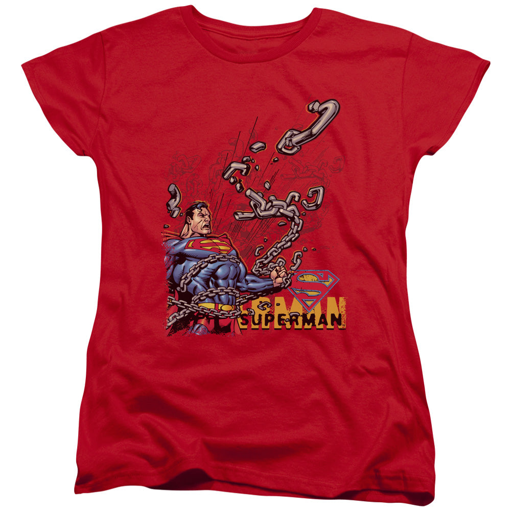 SUPERMAN/BREAKING CHAINS - S/S WOMENS TEE - RED