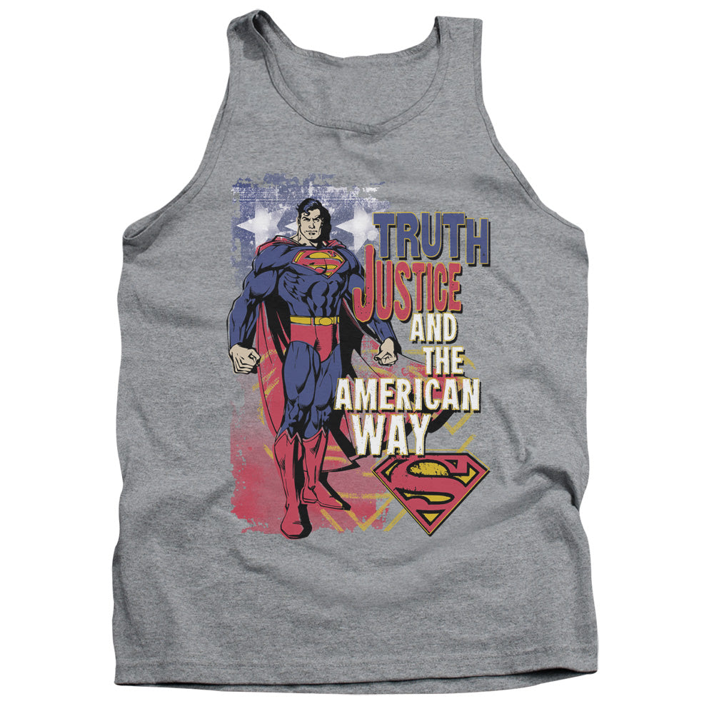 SUPERMAN/TRUTH JUSTICE - ADULT TANK - ATHLETIC HEATHER