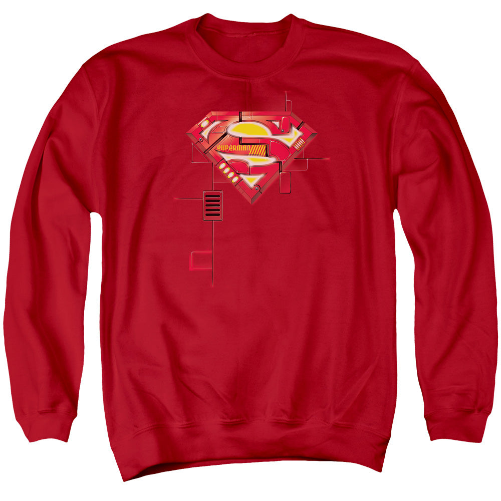 SUPERMAN/SUPER MECH SHIELD - ADULT CREWNECK SWEATSHIRT - RED