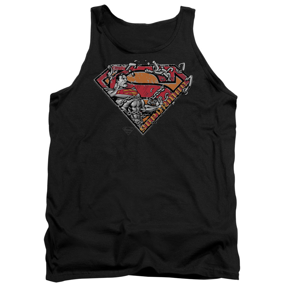SUPERMAN/BREAKING CHAIN LOGO - ADULT TANK - BLACK
