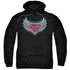 SUPERMAN/STEEL WINGS LOGO - ADULT PULLOVER HOODIE - BLACK
