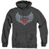 SUPERMAN/STEEL WINGS LOGO - ADULT HEATHER HOODIE - BLACK