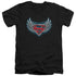 SUPERMAN/STEEL WINGS LOGO - S/S ADULT V-NECK 30/1 - BLACK