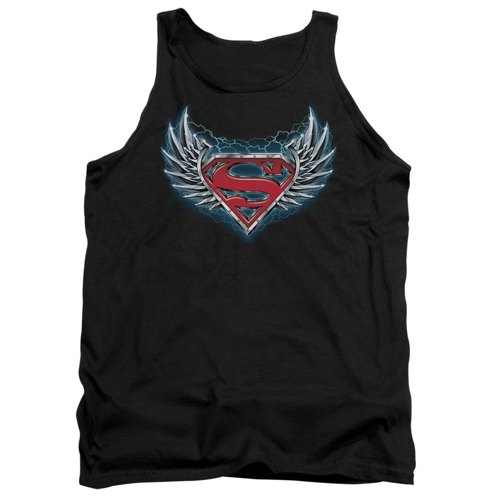 SUPERMAN/STEEL WINGS LOGO - ADULT TANK - BLACK
