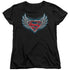 SUPERMAN/STEEL WINGS LOGO - S/S WOMENS TEE - BLACK