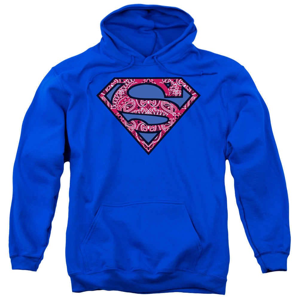 SUPERMAN/PAISLEY SHIELD - ADULT PULLOVER HOODIE - ROYAL BLUE