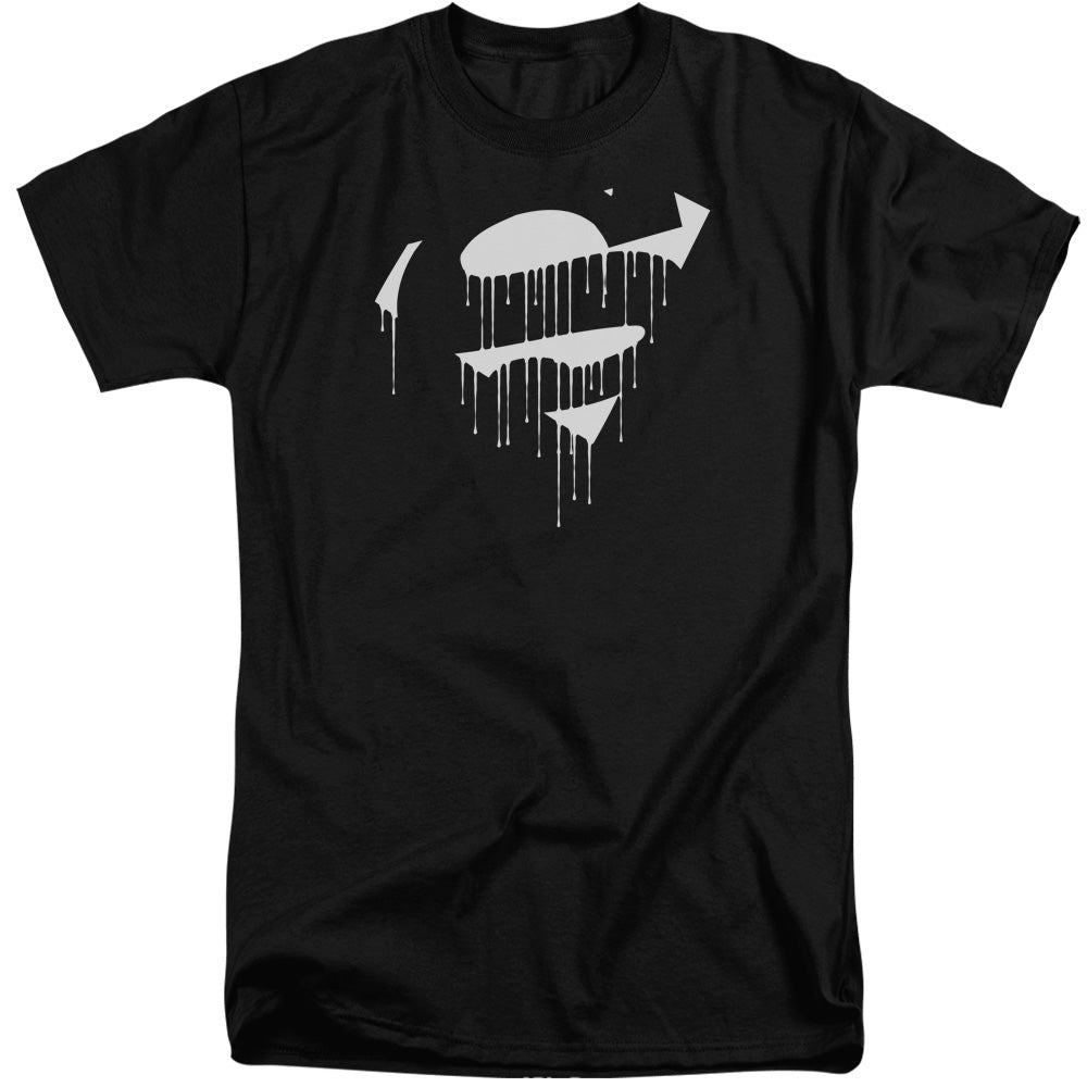 SUPERMAN/DRIPPING SHIELD - S/S ADULT TALL 18/1 - BLACK