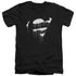 SUPERMAN/DRIPPING SHIELD - S/S ADULT V-NECK 30/1 - BLACK