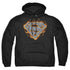 SUPERMAN/STEEL FIRE SHIELD - ADULT PULLOVER HOODIE - BLACK