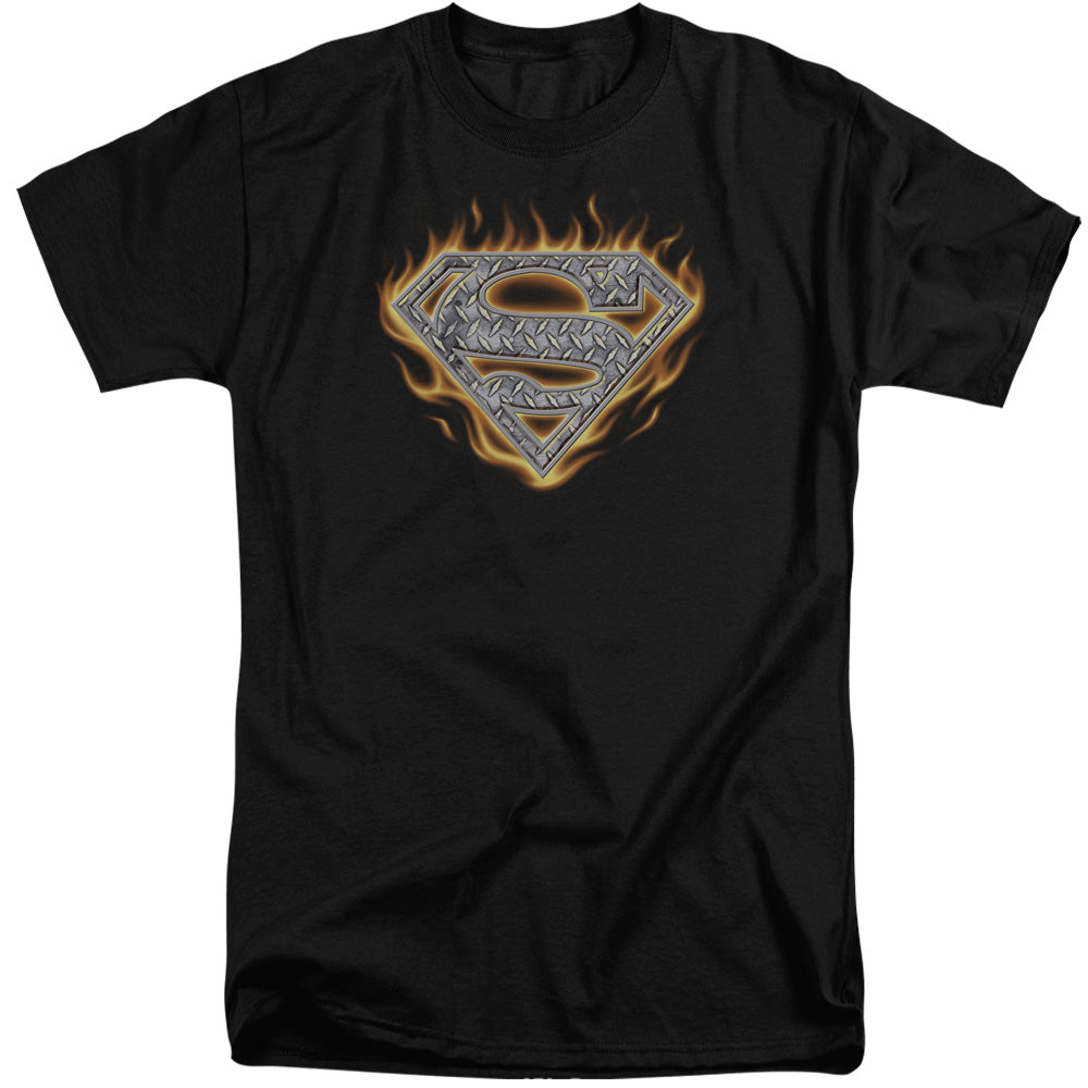 SUPERMAN/STEEL FIRE SHIELD - S/S ADULT TALL 18/1 - BLACK