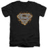 SUPERMAN/STEEL FIRE SHIELD - S/S ADULT V-NECK 30/1 - BLACK