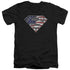 SUPERMAN/ALL AMERICAN SHIELD - S/S ADULT V-NECK 30/1 - BLACK