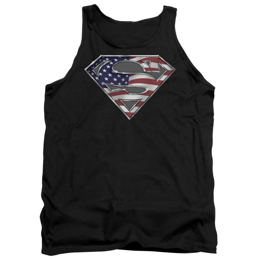SUPERMAN/ALL AMERICAN SHIELD - ADULT TANK - BLACK