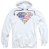 SUPERMAN/ALL AMERICAN SHIELD - ADULT PULLOVER HOODIE - WHITE
