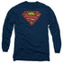 SUPERMAN/DISTRESSED SHIELD -  L/S ADULT 18/1  - NAVY