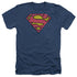 SUPERMAN/DISTRESSED SHIELD - ADULT HEATHER - NAVY