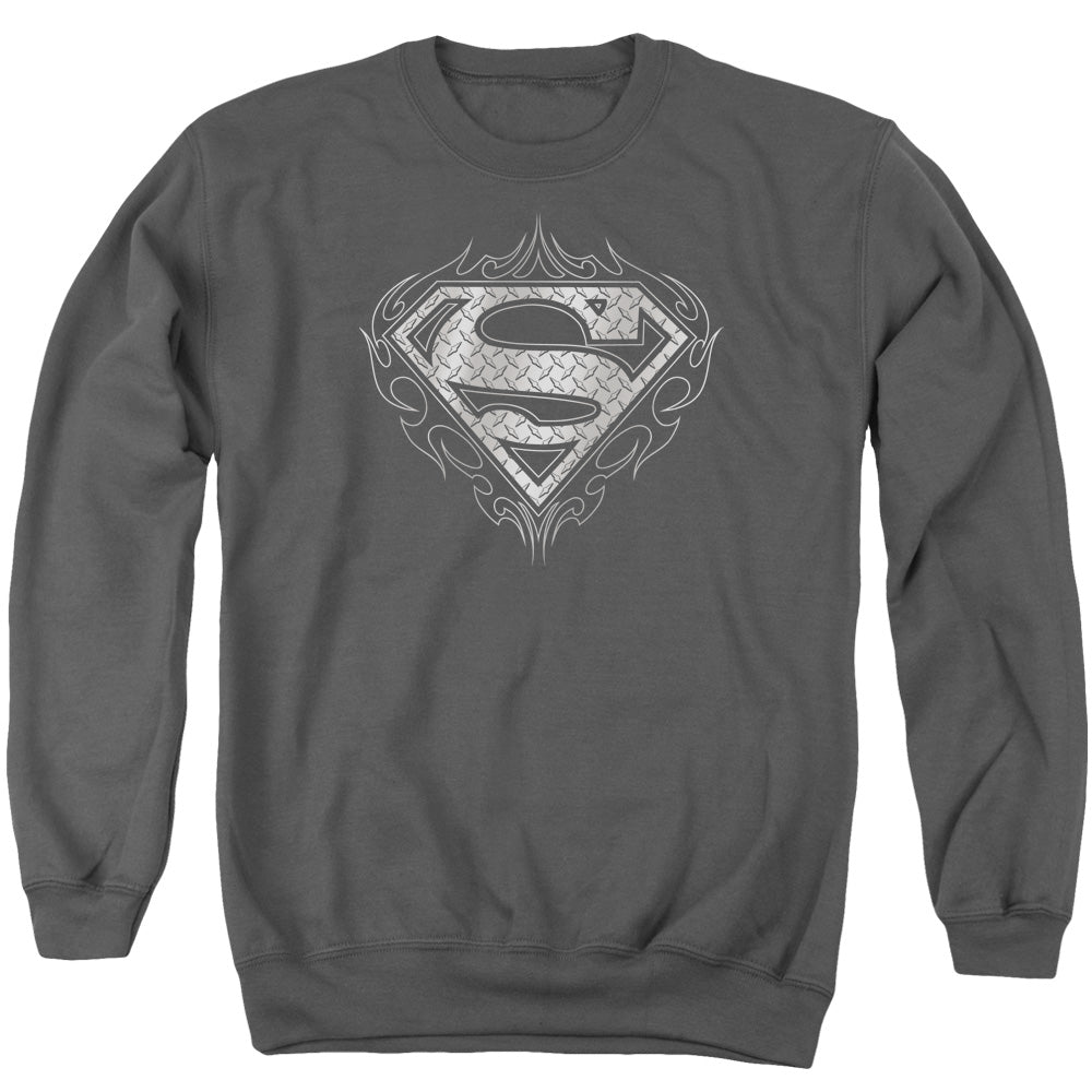 SUPERMAN/TRIBAL STEEL LOGO - ADULT CREWNECK SWEATSHIRT - CHARCOAL