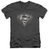 SUPERMAN/TRIBAL STEEL LOGO - S/S ADULT V-NECK 30/1 - CHARCOAL