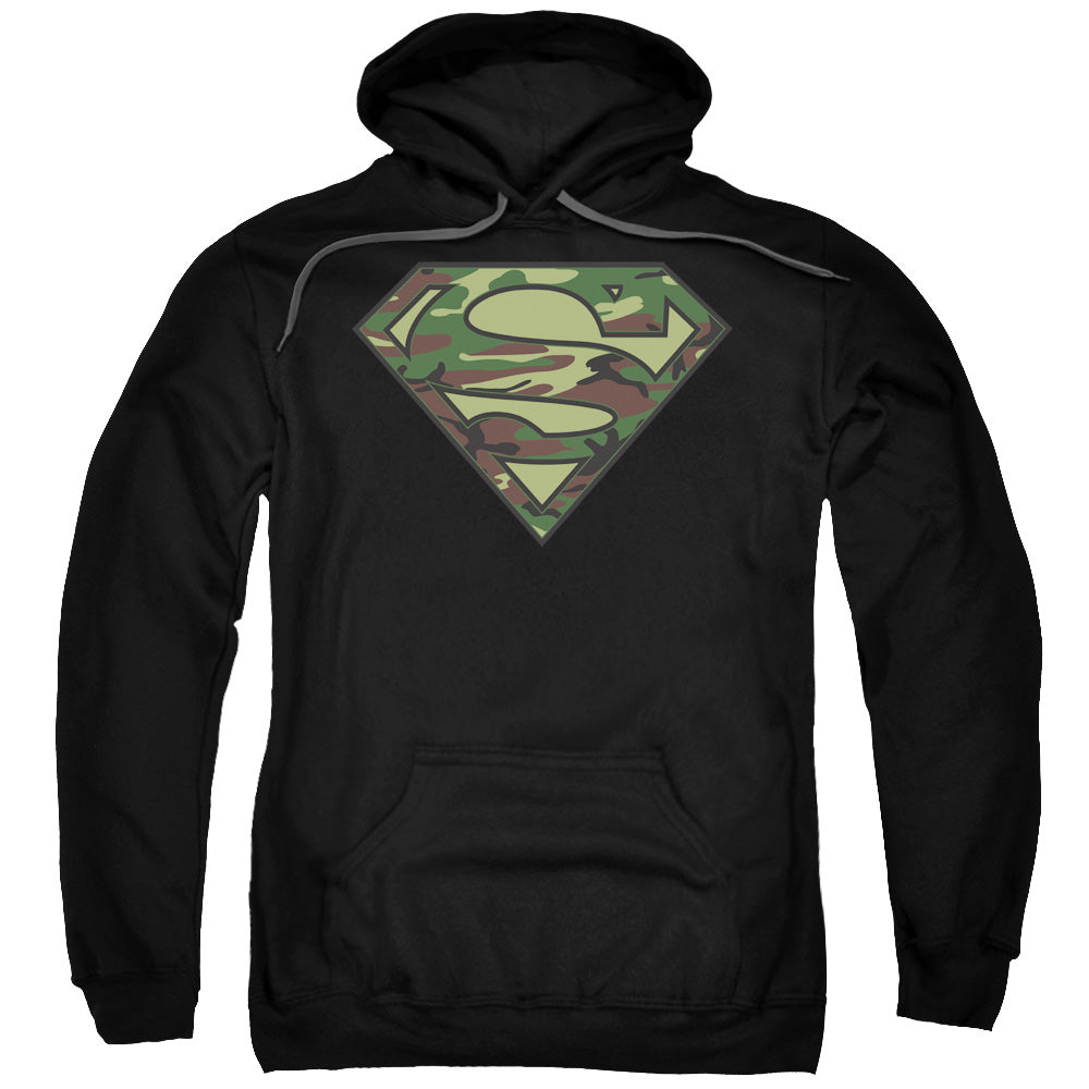SUPERMAN/CAMO LOGO - ADULT PULLOVER HOODIE - BLACK