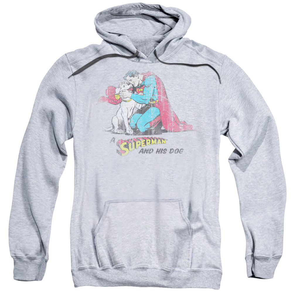 SUPERMAN/AND HIS DOG - ADULT PULLOVER HOODIE - ATHLETIC HEATHER