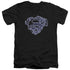 SUPERMAN/ELECTRIC SUPES SHIELD - S/S ADULT V-NECK 30/1 - BLACK