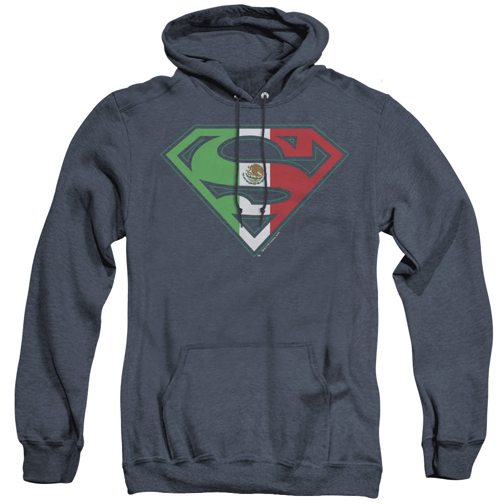 SUPERMAN/MEXICAN SHIELD - ADULT HEATHER HOODIE - NAVY