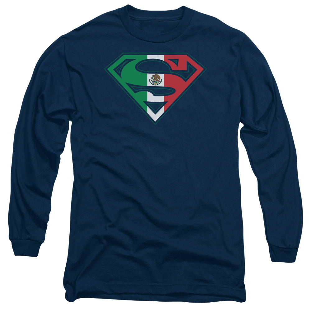 SUPERMAN/MEXICAN SHIELD -  L/S ADULT 18/1  - NAVY
