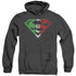 SUPERMAN/MEXICAN FLAG SHIELD - ADULT HEATHER HOODIE - BLACK