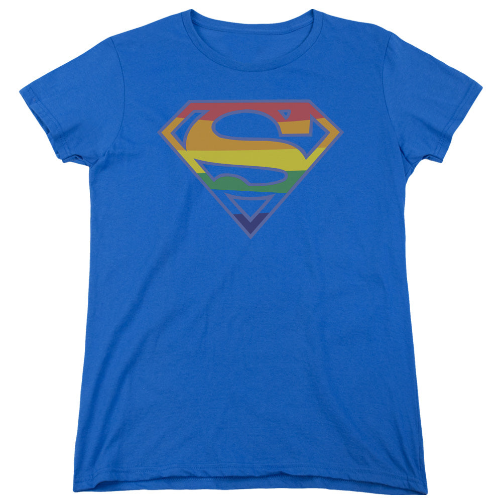 SUPERMAN/PRISMATIC SHIELD - S/S WOMENS TEE - ROYAL BLUE