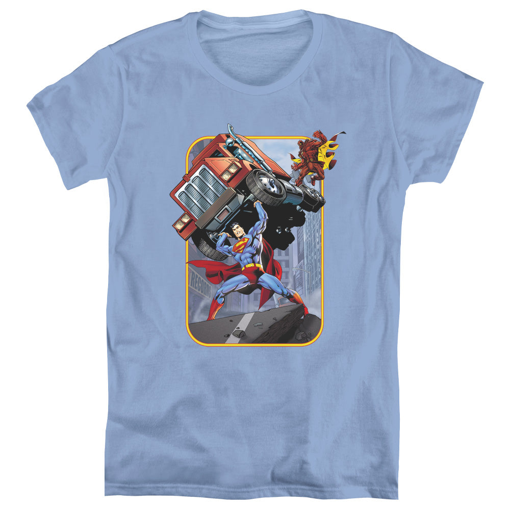 SUPERMAN/PICK UP MY TRUCK - S/S WOMENS TEE - CAROLINA BLUE