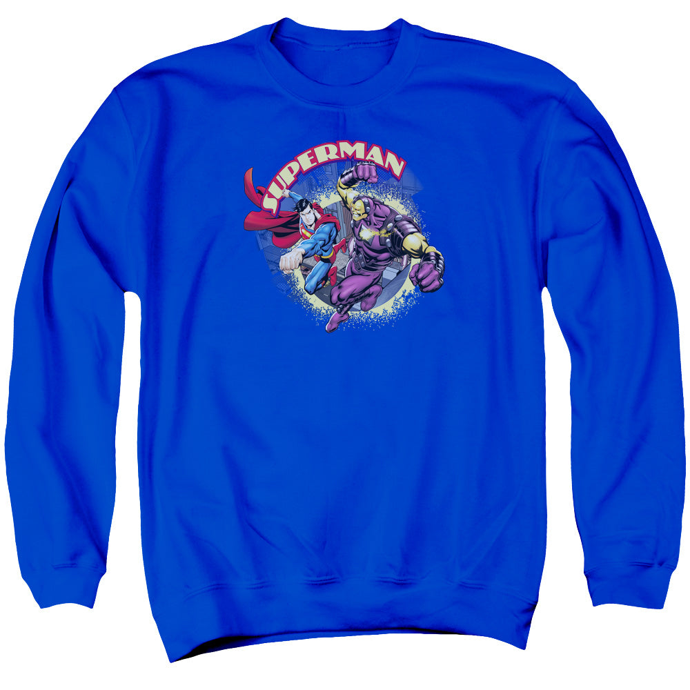 SUPERMAN/SUPERMAN VS MONGOL - ADULT CREWNECK SWEATSHIRT - ROYAL BLUE