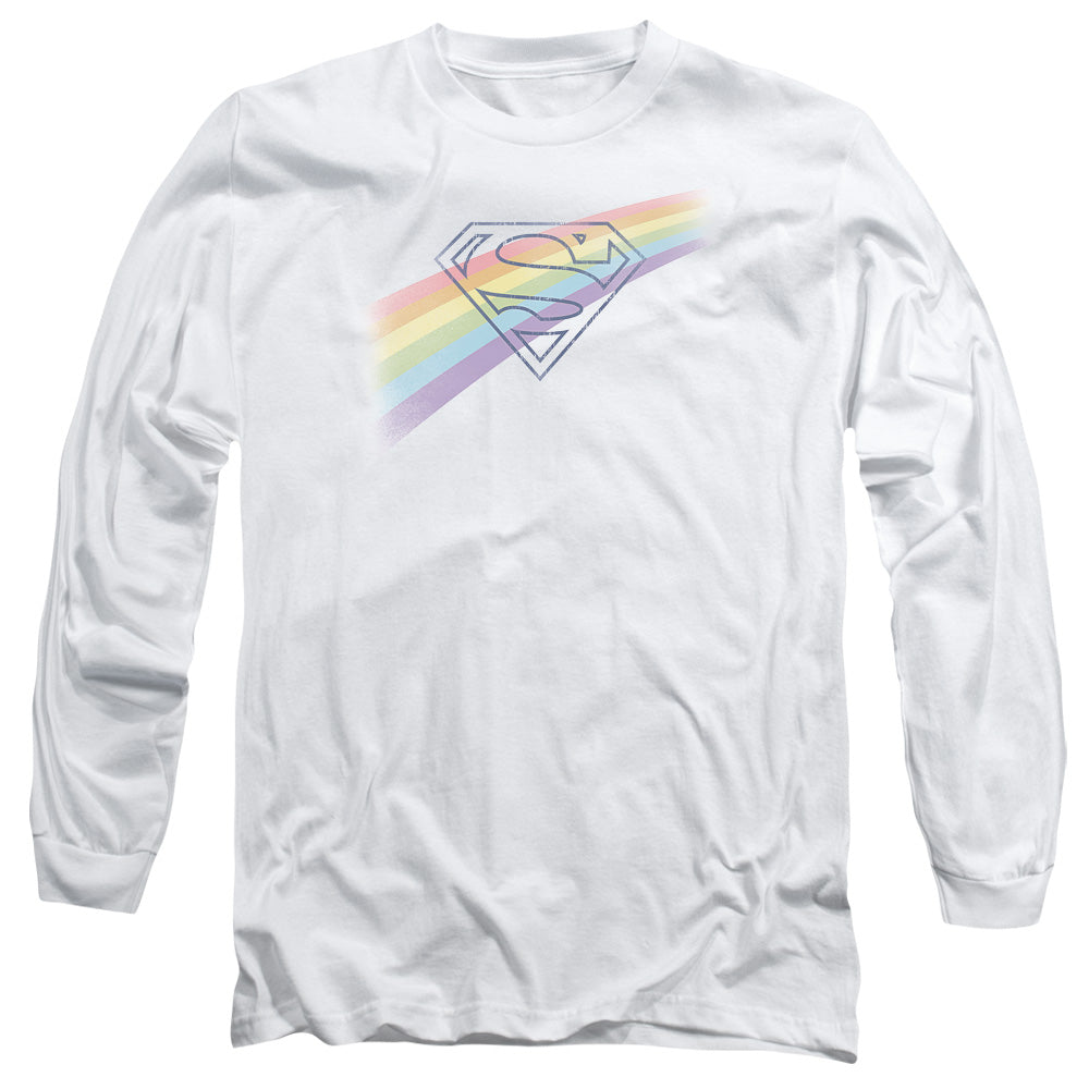 SUPERMAN/DISTRESSED OUTLINE -  L/S ADULT 18/1  - WHITE
