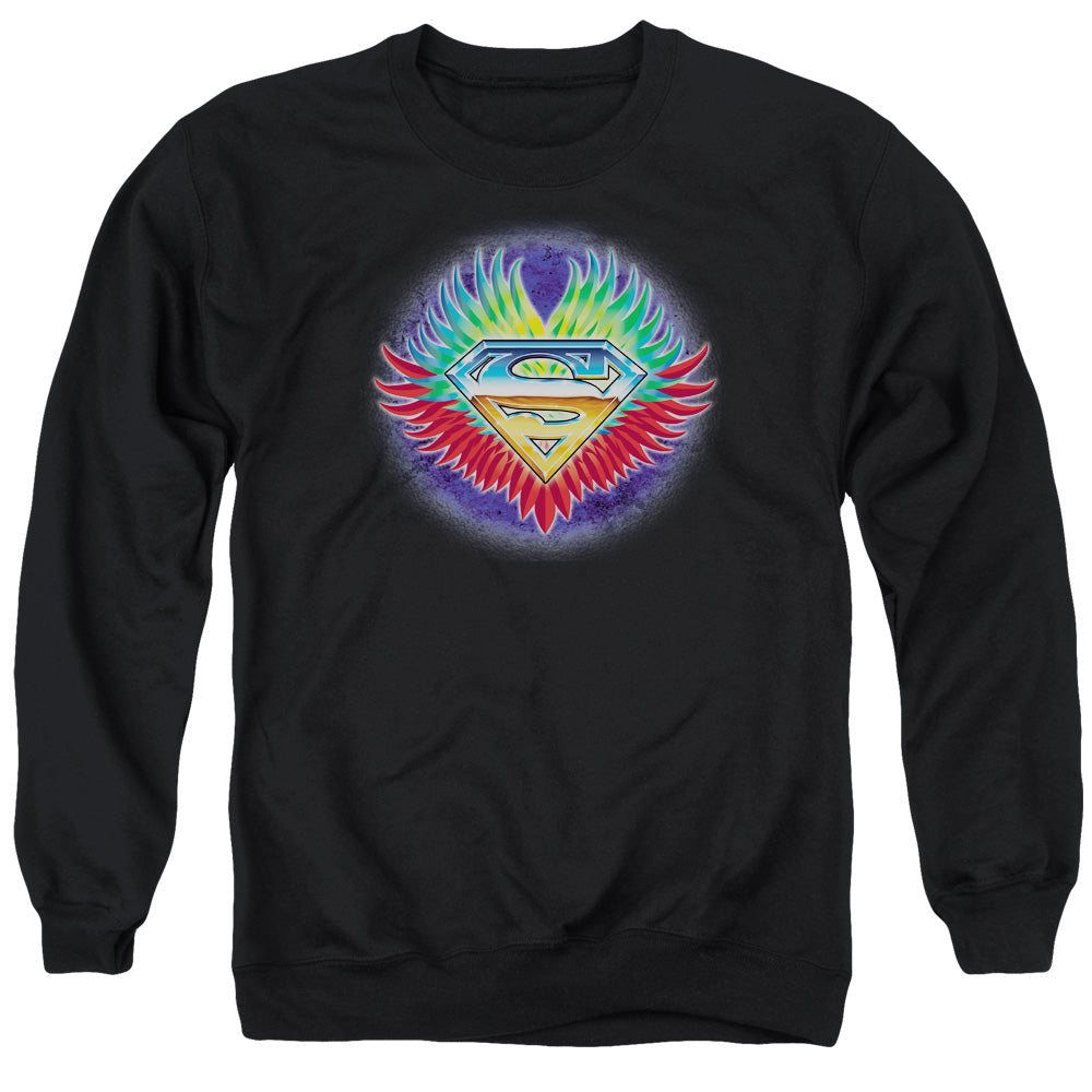 SUPERMAN/DON&#39;T STOP BELIEVING - ADULT CREWNECK SWEATSHIRT - BLACK
