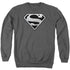 SUPERMAN/SUPER METALLIC SHIELD - ADULT CREWNECK SWEATSHIRT - CHARCOAL