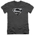 SUPERMAN/SUPER METALLIC SHIELD - S/S ADULT V-NECK 30/1 - CHARCOAL