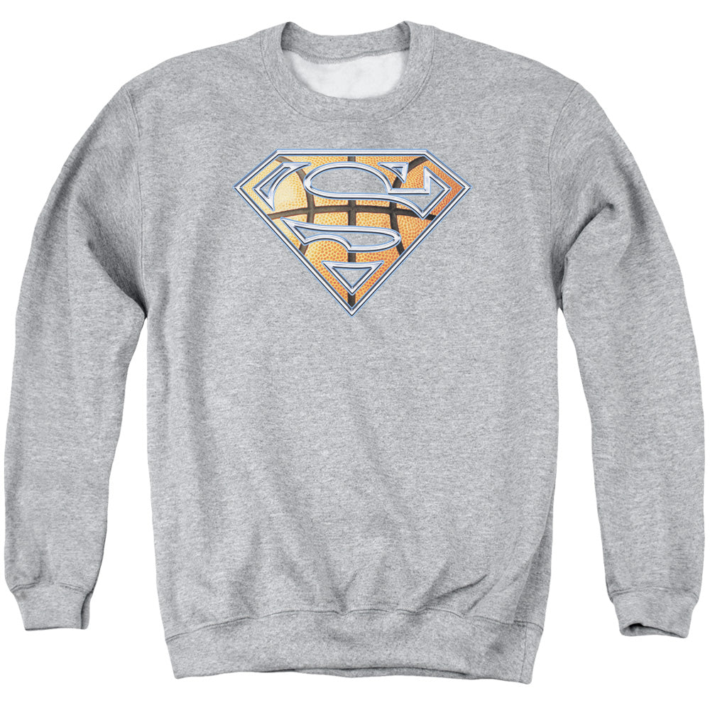 SUPERMAN/BASKETBALL SHIELD - ADULT CREWNECK SWEATSHIRT - ATHLETIC HEATHER